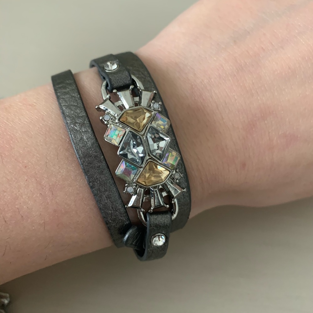 Chloe+Isabel leather wrap bracelet with crystals